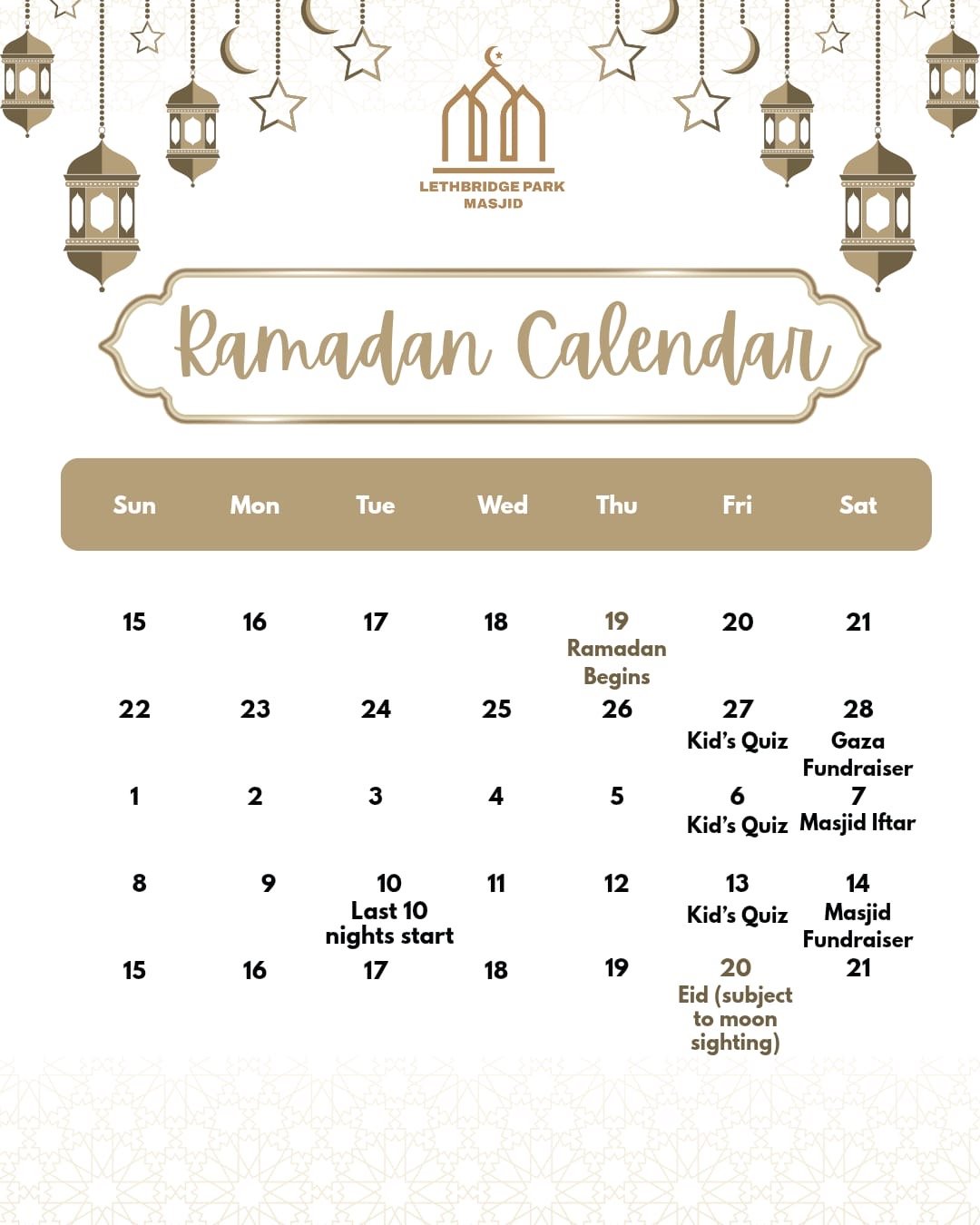 RAMADAN Calendar