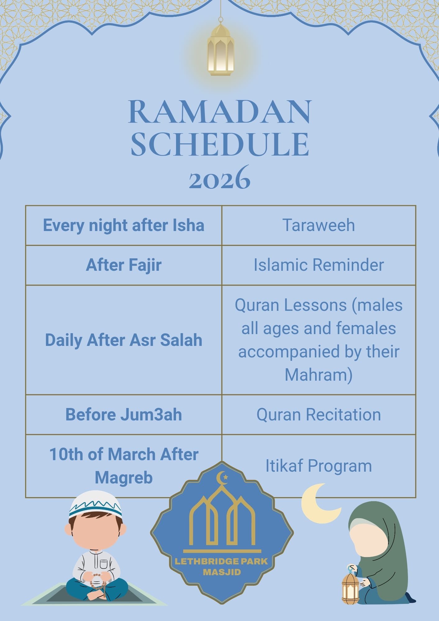 RAMADAN Schedule